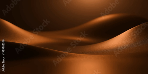 An abstract golden silk background features smooth flowing waves of soft satin fabric with a liquid motion design and elegant gold texture wallpaper