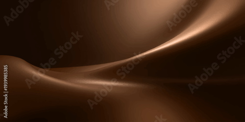 Abstract golden and dark brown background with flowing silk waves and soft satin textures creating a smooth light motion design