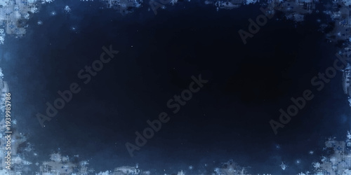 A blue grunge abstract background featuring a dark galaxy nebula with bright stars and clouds across the cosmic night sky universe