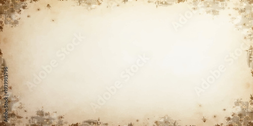 A blank antique parchment background features a worn brown paper texture with a vintage sepia vignette and stained grunge edges for a rough aged retro design