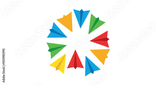 Free Download Set of 12 colorful paper airplane icons vector - GFXLoad