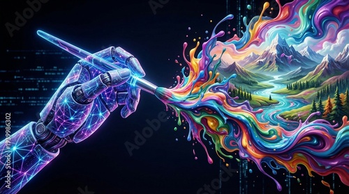 A conceptual representation of AI creativity. Adobe Stock buyers are currently looking for images that illustrate the 