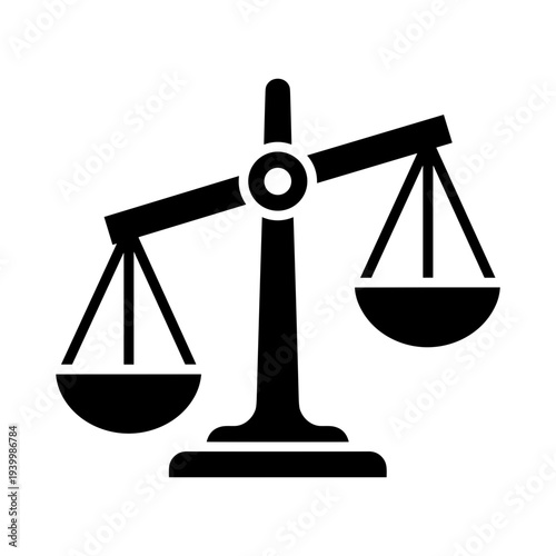 Scales of justice icon, symbol of law, balance, and equality, ideal for legal and ethical concepts.