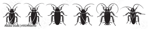 Cockroach Icon Silhouette Illustration. Insect Bug Vector Graphic Pictogram Symbol Clip Art. Doodle Sketch Black Sign.