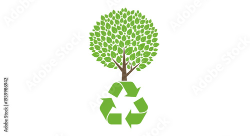 Vector eco friendly tree with recycling symbol icon