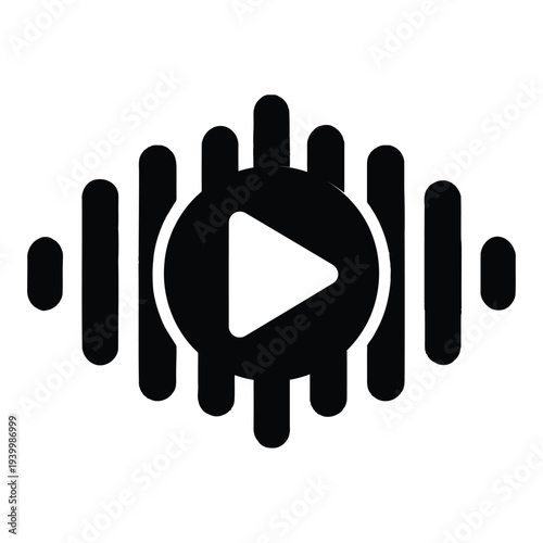 Media playback symbol with play button and sound waves icon vector illustration