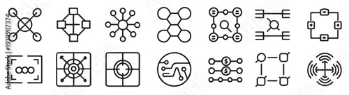  link conection icon set editable stroke outline isolated