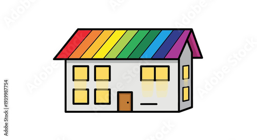 Vector illustration of a house with a rainbow roof