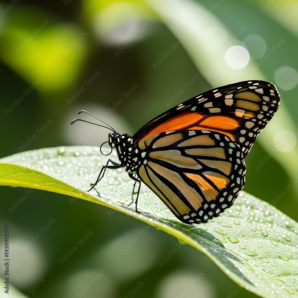 Obraz premium Monarch Butterfly on Leaf. (1)