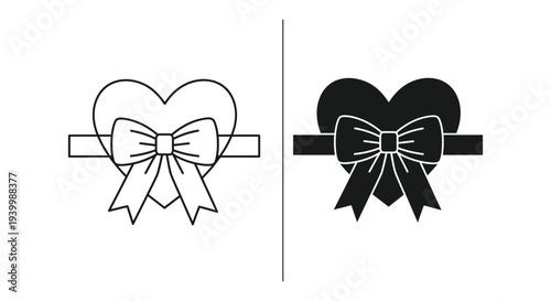 Heart shaped hair bows, black and white outline
