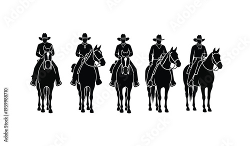 Silhouette of cowboys riding horses