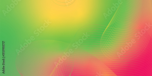 Glowing yellow, pink and green light streaks sweeping across a dark black space with scattered micro sparkles, modern digital tech theme, vector style illustration.