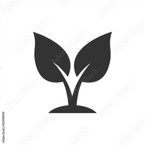 Minimal plant growth icon representing ecology, sustainability and nature concept