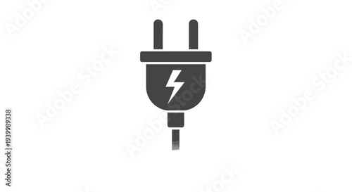 Power plug vector graphic illustration featuring a lightning bolt symbol for electricity and energy connection.
