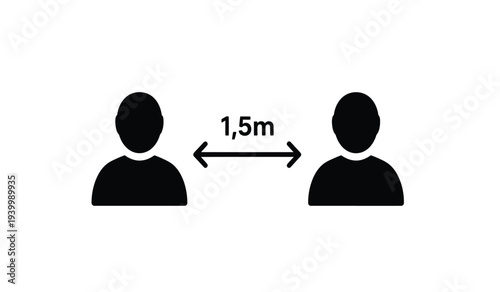 Social distancing illustration with two people standing 1 5 meters apart