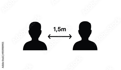 Social distancing illustration with 1 5 meter distance between two people