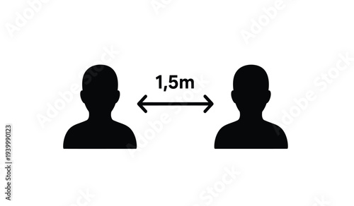 Social distancing illustration with two people standing 1 5 meters apart