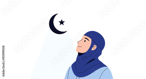 Muslim woman waiting for iftar during ramadan vector illustration