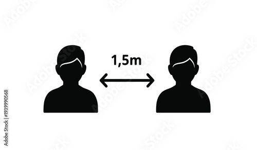 Social distancing graphic with masked individuals