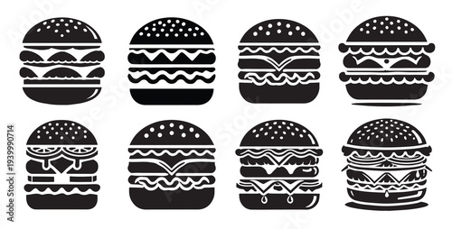Burger silhouette isolated. Vector illustration