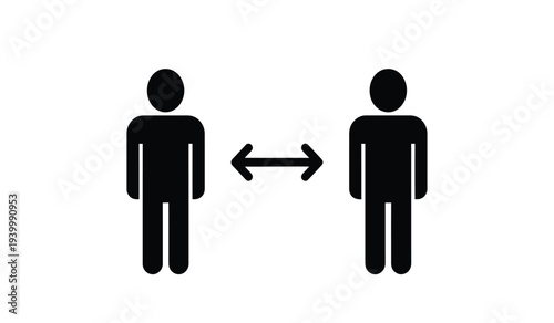 Social distancing icon two people maintaining a safe distance