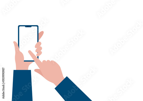 スマートフォンを持つ手（左）のベクターイラスト素材