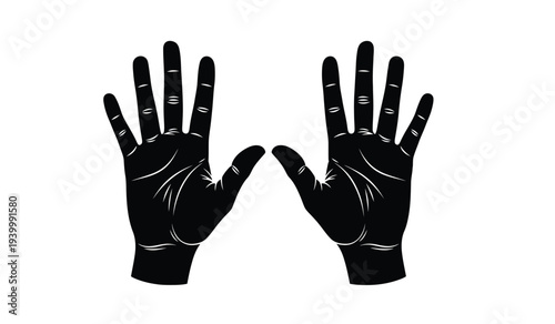 A pair of black hands with palms facing each other and fingers spread apart