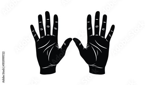 Black silhouette of two hands with fingers spread
