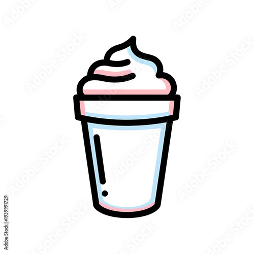 Ice Cream Cup Features Delicious Whipped Topping and Colorful Toppings