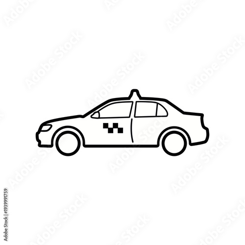 Simple taxi cab icon in modern line art style