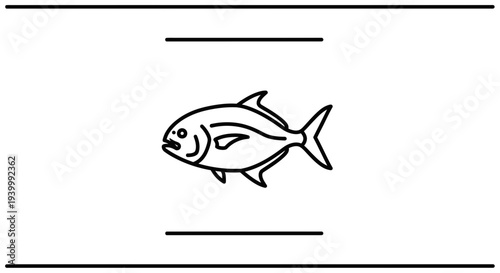 Minimalist black outline drawing of a marine fish on a pristine white background perfect for