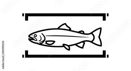 Minimalist fish outline within a graphic framing element, ideal for marine or angling themes