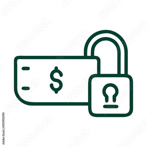 padlock icon on metal internet button