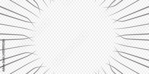 Comic book action lines. Speed lines Manga frame. Cartoon background. Black and white vector retro illustration