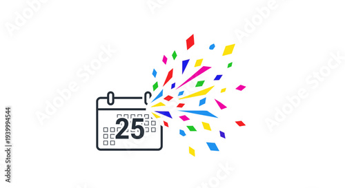 Vector calendar icon with colorful confetti