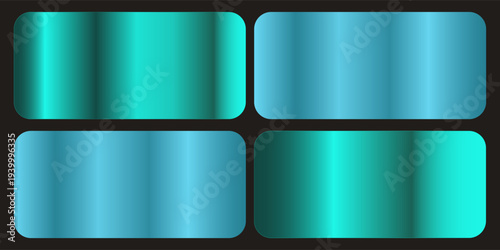 metallic blue gradient palette collection. Set of blue metallic gradients. Blue gradients collection.