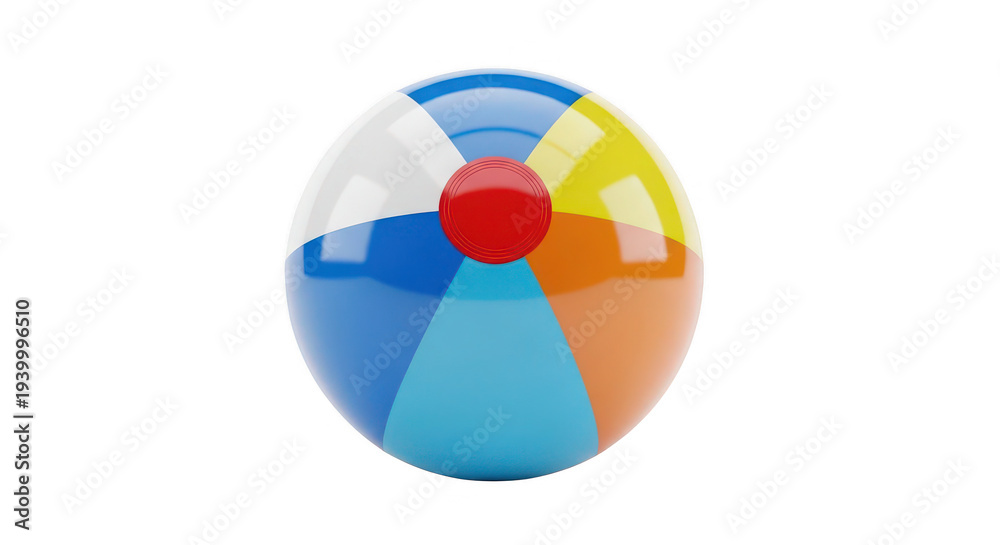 Obraz premium Colorful beach ball with vibrant sections perfect for summer designs on transparent background
