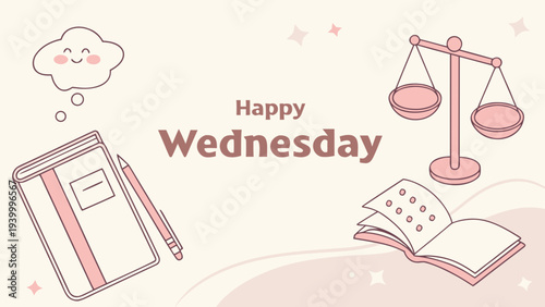 Modern Minimalist Happy Wednesday Midweek Motivation Vector