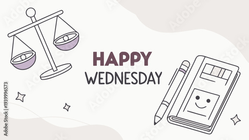 Modern Minimalist Happy Wednesday Midweek Motivation Vector