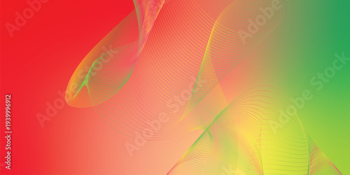 Glowing yellow, pink and green light streaks sweeping across a dark black space with scattered micro sparkles, modern digital tech theme, vector style illustration.
