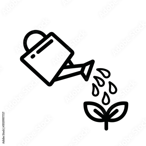 Watering Plant in Garden for Nurturing Growth and Eco-Friendly Care