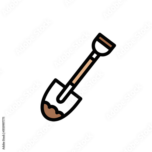 Shovel Digging Soil in Garden Landscape for Planting and Outdoor Activities