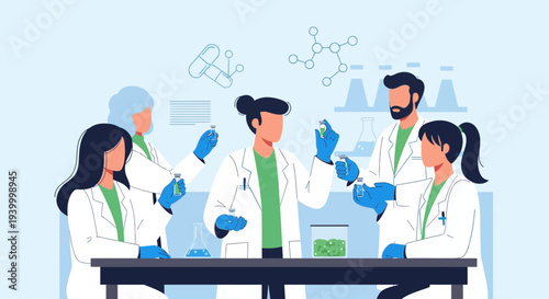 Diverse Scientists Collaborate in Modern Laboratory Research