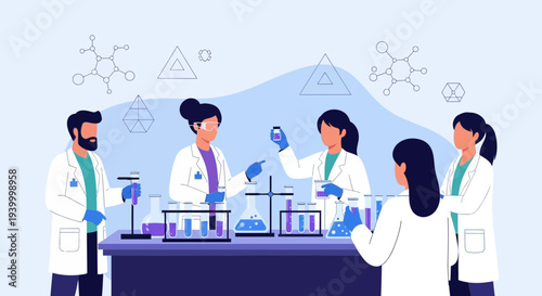 Diverse Scientists Working in Modern Laboratory with Scientific Equipment
