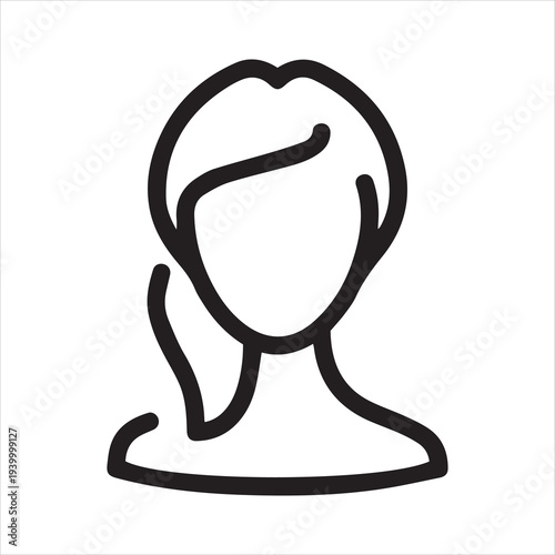 Abstract portrait of girl linear icon. Cosmetology, female avatar or web user concept. Silhouette of human portrait. Simplicity label in outline style. Vector illustration