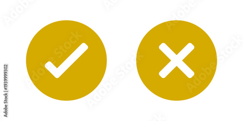 Check Mark and Cross Icon Set in Circle Buttons