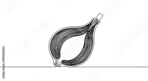 Linear style illustration of a leaf floating on a transparent background with a minimalist design and a focus on organic shapes and smooth curves