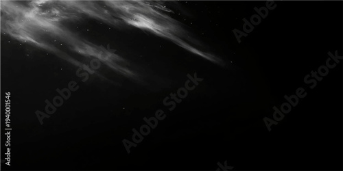 Abstract a mysterious dark abstract design composed of smoke-like or cloud-like forms floating against a black backdrop, creating a moody atmosphere. 