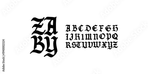 Elegant Hand Drawn Font Uppercase only. Medieval Roman old English Inspired Calligraphic Typography. Artistic Style Lettering. Decorative serif vintage modern concept vector illustration.