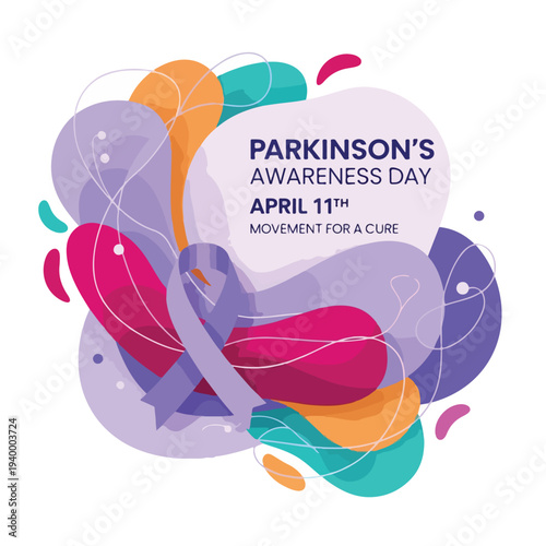 Colorful abstract design promoting Parkinson's Awareness Day, April 11th
